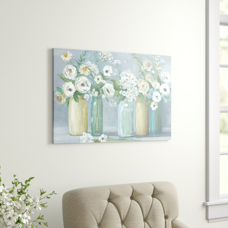 «Blooming Meadow Beauties» par Sally Swatland - reproduction d'art, H 40 po x l 60 po x 1,5 po, Toile tendue