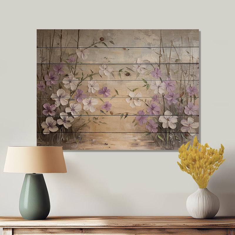 Horizon de lavande minimaliste - décoration murale en bois de lavande - sur bois de pin naturel