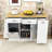 Modern Kitchen Island with Trash Bin Compartment, Sliding Doors, 3-Tier Spice Rack and Adjustable Storage-521768883