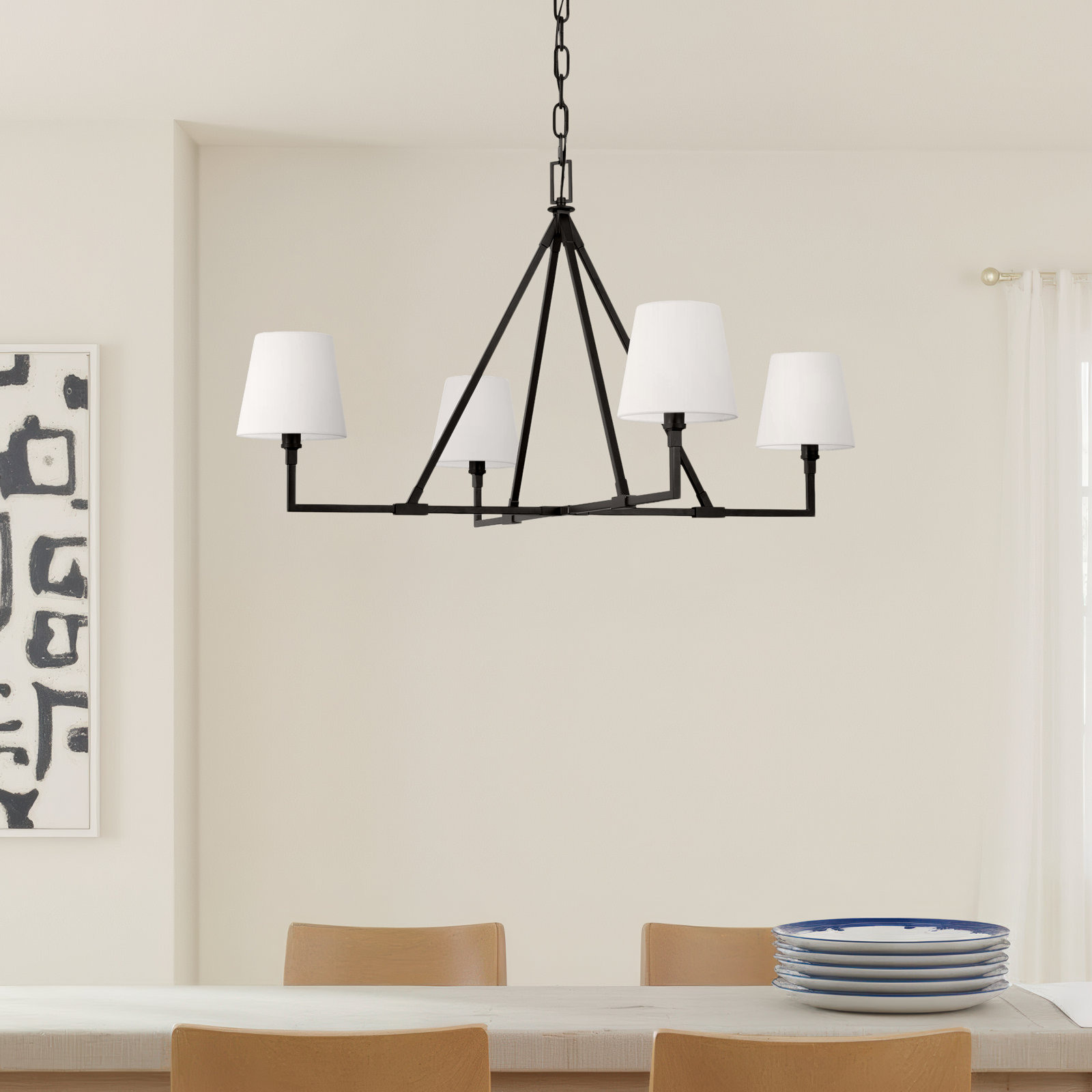 Mattia 4 - Light Dimmable Chandelier, Aged Iron, 18.12" H x 31" W x 31" D