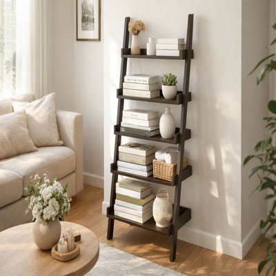 Valade 69" H x 22" W 5-Tier Ladder Bookshelf - Freestanding Wooden Bookcase Frame by Latitude Run