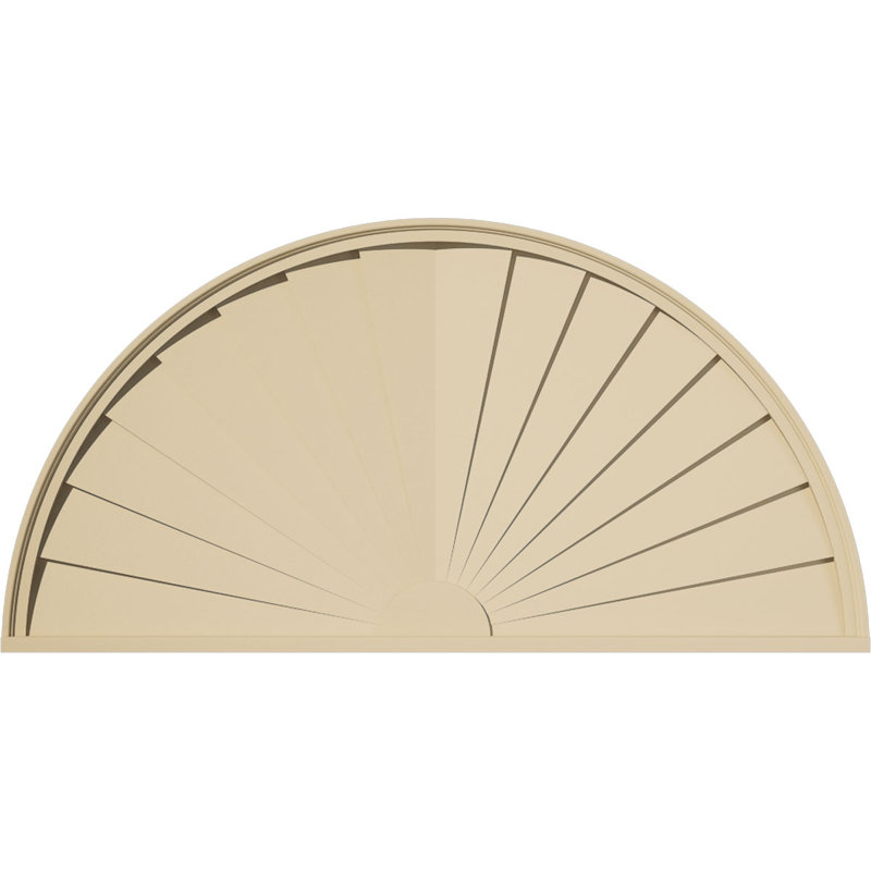 Demi-rond signature fronton en uréthane, brun clair apprêté, 58 po x 29 po x 2 po, Aucune, Rayons de soleil