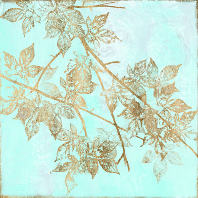Aqua And Gold Maple I by Jennifer Goldberger - Wrapped Canvas Painting