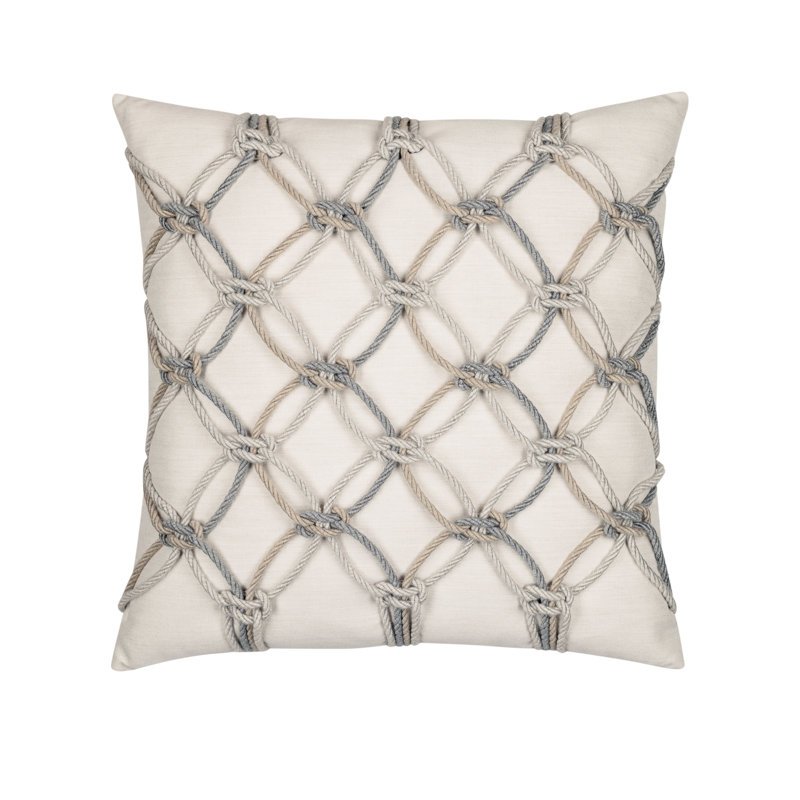 Rope Sunbrella® Square Indoor/Outdoor Throw Pillow Cover & Insert by Elaine Smith, Grigio