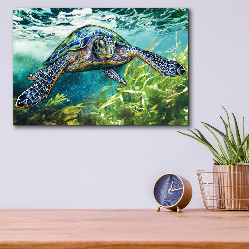 «Sea Turtle Reef» par Tim Jeffs, art mural en acrylique, 16 po x 12 po