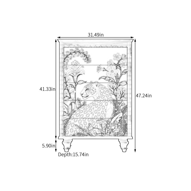 Armoire moderne à 5 tiroirs Modern Panther, Noyer