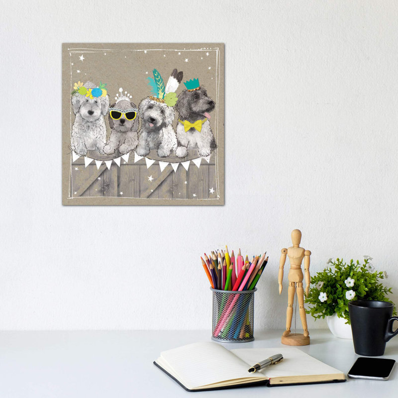 Décoration murale pour enfants Fancypants Wacky Dogs III, Toile tendue, H 12 po x l 12 po x P 1,5 po