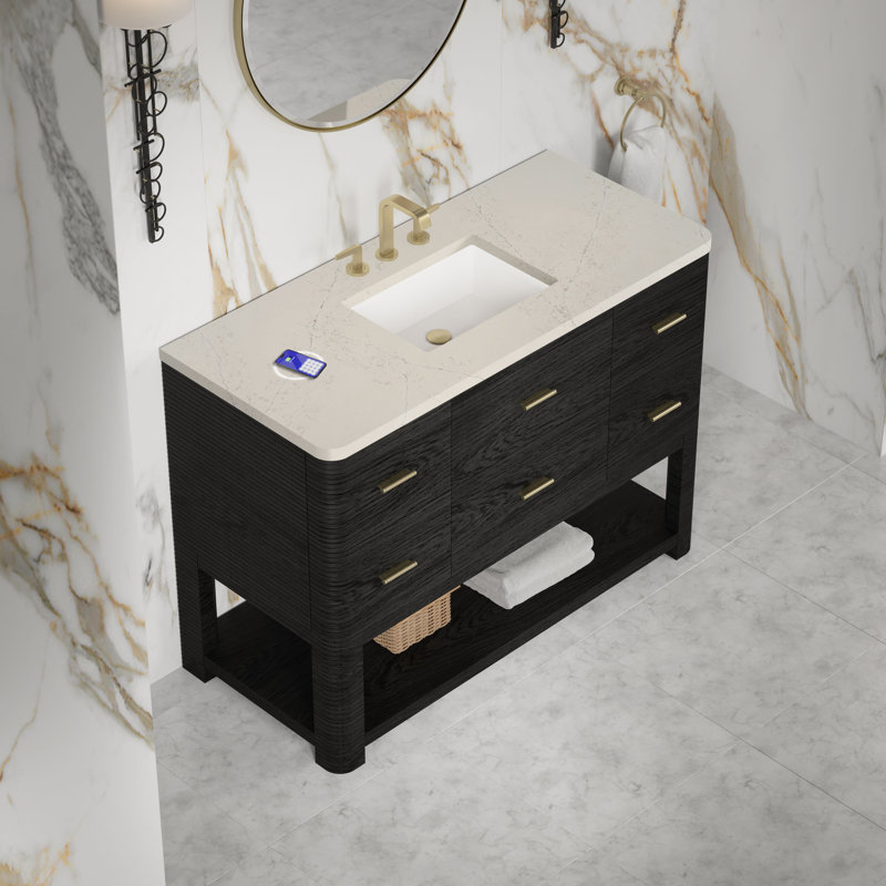 Lucian 48'' W Single Vanity, Carbon Oak, Siberian