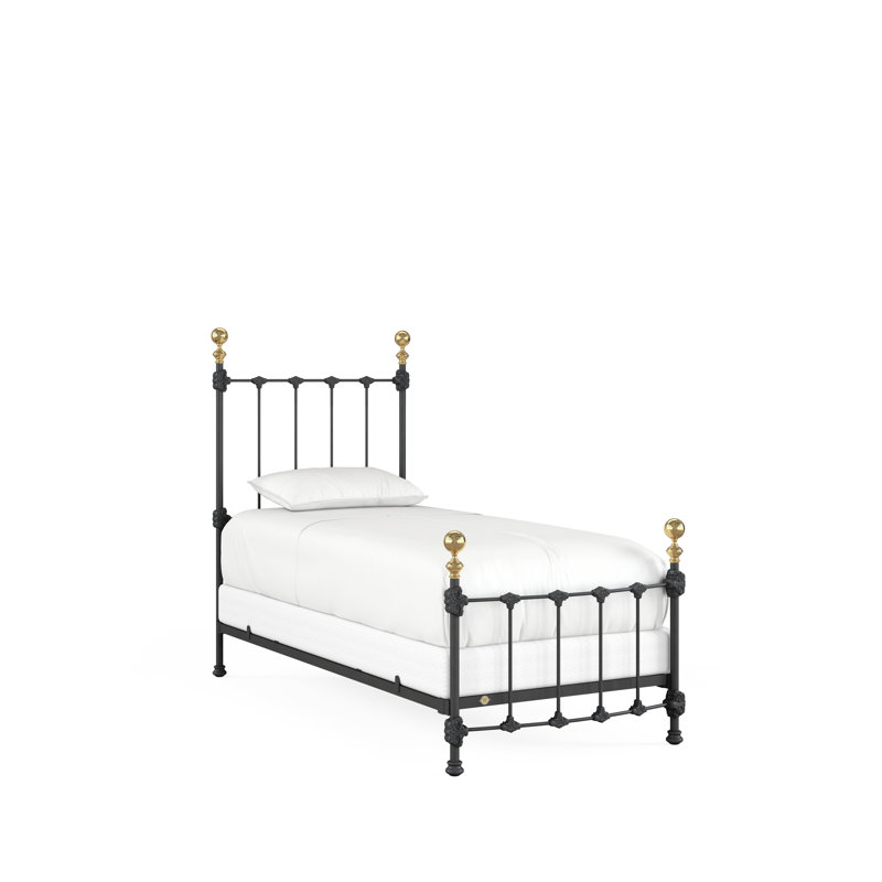 151 Palatial Bed | Complete Standard, Twin, Gloss Off-White/Antique Gold
