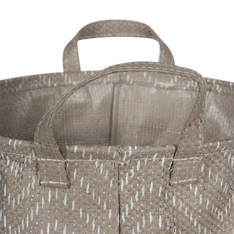 Amarillas Fabric Laundry Set with Handles, Large (12" H x 13.75" W x 13.75" D), Stone/Cream