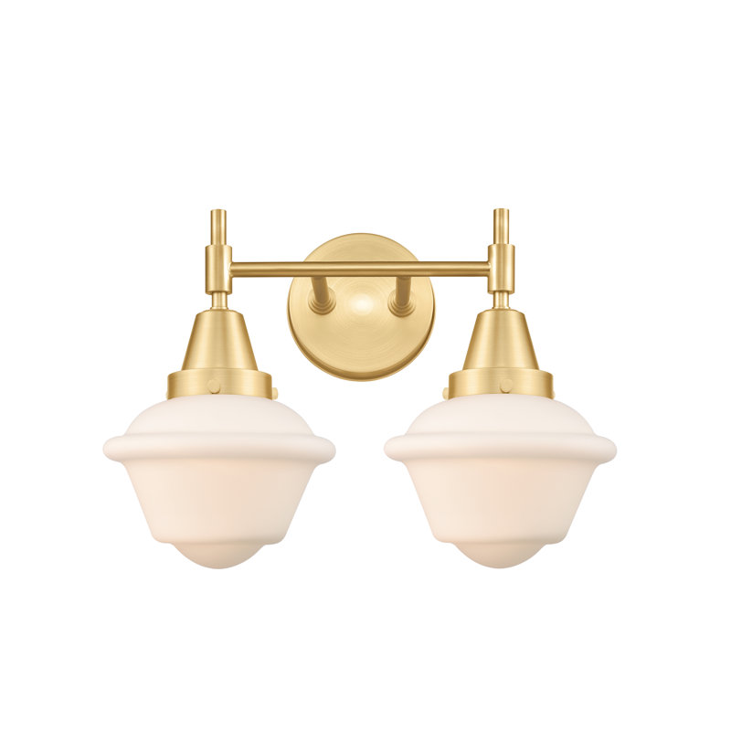 Éclairage pour meuble-lavabo à 2 lumières à intensité variable Gayle, Grainé, Ampoule non incluse, Laiton brossé