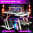 Computer Desk w/ Built-in Charge Station Metal Frame Gaming Desk w/ Monitor Shelf Writing Desk-875939382