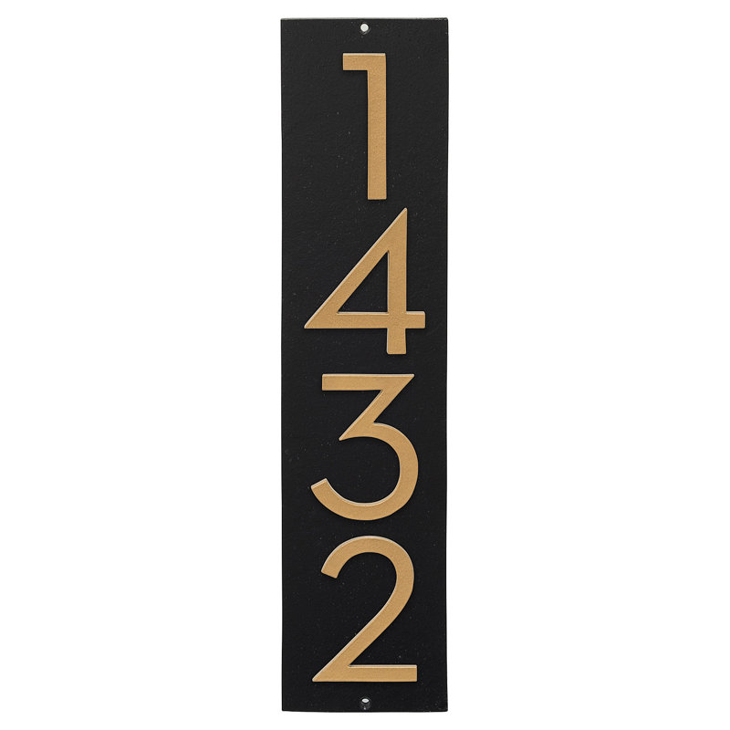 Floating Modern 3" Number Vertical Address Plaque (4 Digits), Black, Gold, Yes