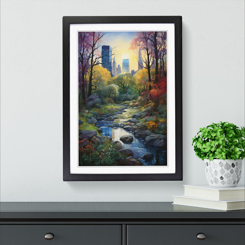 Central Park Symbolism No.2 - Single Picture Frame Print on Wood, Black Framed, 46cm H x 34cm W x 2cm D