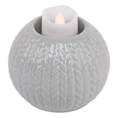 Porte-bougie de Noël en céramique tricoté