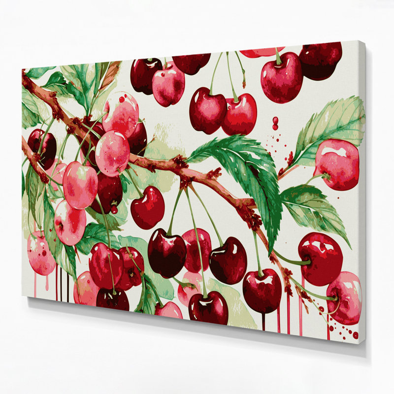 Fruit Cherry Sour Beige Canvas Wall Art, 11" H x 14" W