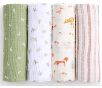 Swaddle Cotton Muslin, Sage Woodland 4 pack
