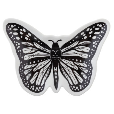 BOHO B&W SHAPED TRINKET TRAY  BUTTERFLY