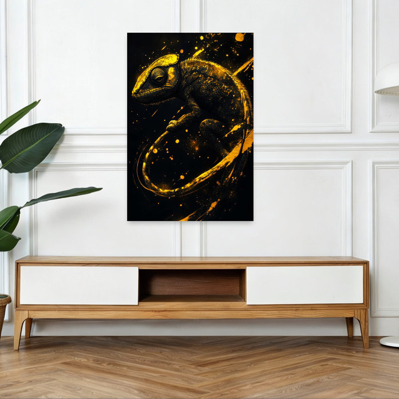 «Golden Cameleon Splatter», art dramatique audacieux, H 48 po x l 32 po