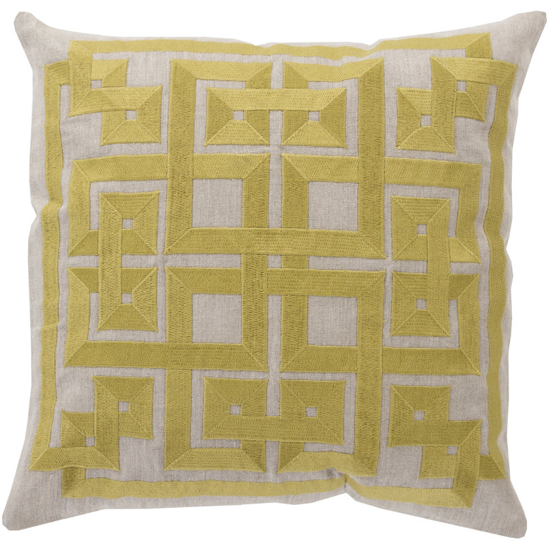 Housse de coussin en lin Gramercy, Vert / gris, 18 po x 18 po