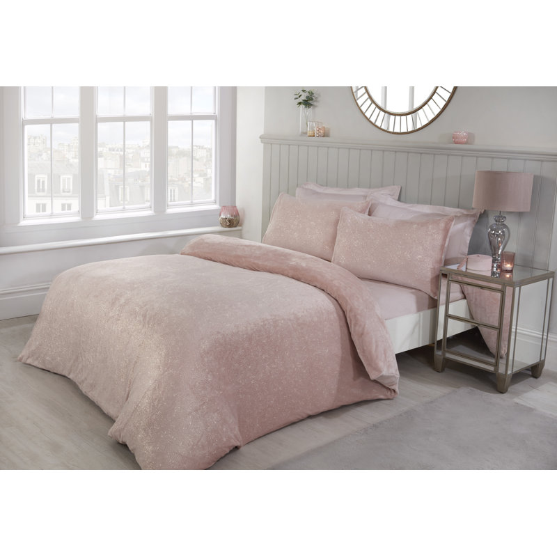 Walsh Polyester Geometric Shapes Duvet Cover Set with Pillowcases Included, Double - 2 Standard Pillowcases, Blush