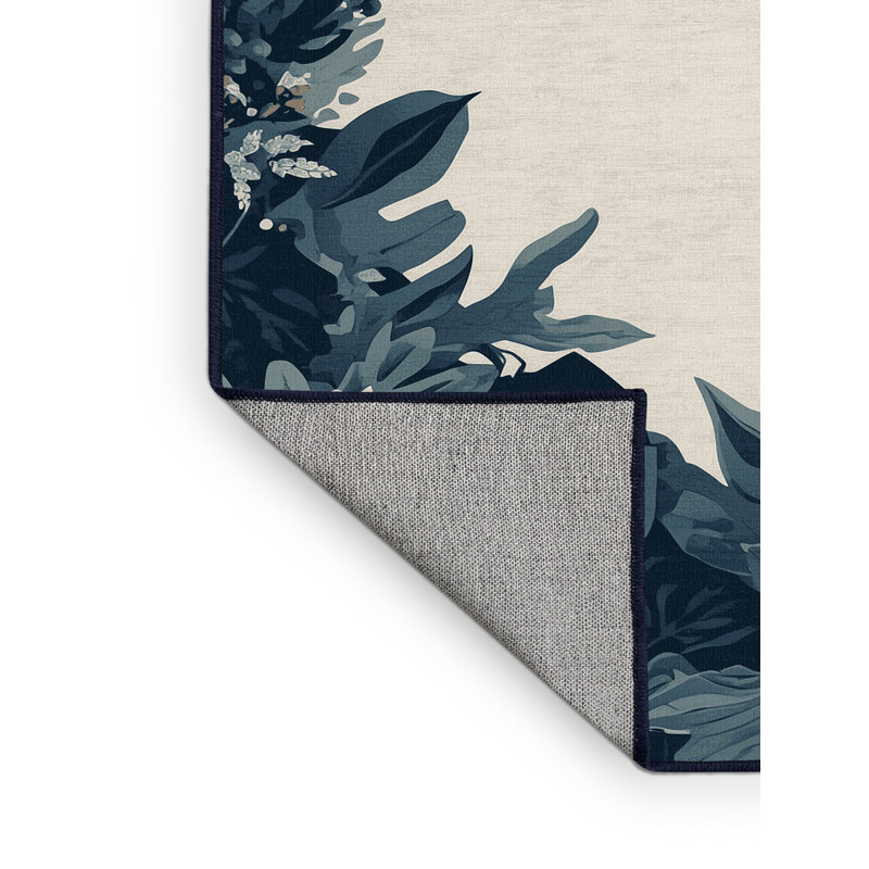 Tapis beige tropical lavable à la machine Panameno, Rond 7 pi