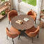 Table de salle à manger ronde, table de cuisine ronde moderne Mid-Century de 39 po pour 4 à 6 personnes avec pieds en métal noir robustes et plateau de table d'une épaisseur de 1,18 po pour la cuisine, la salle à manger et le salon