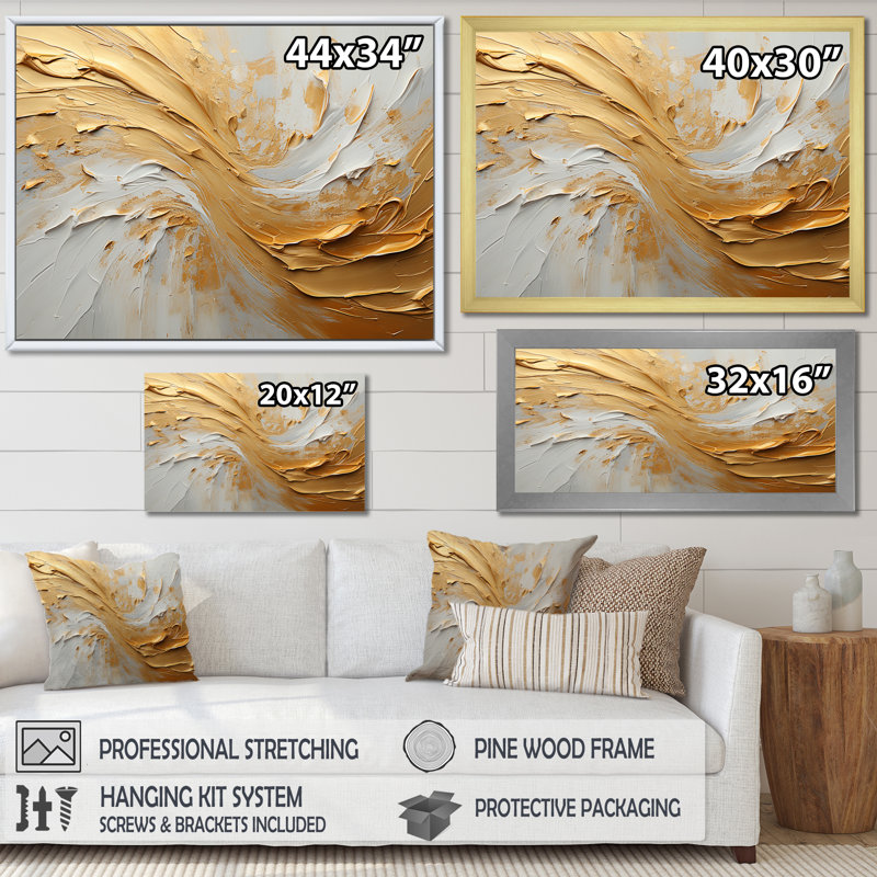 Earley - Abstract Shapes Wall Art, 12" H x 20" W x 1" D, Gold Floater Framed