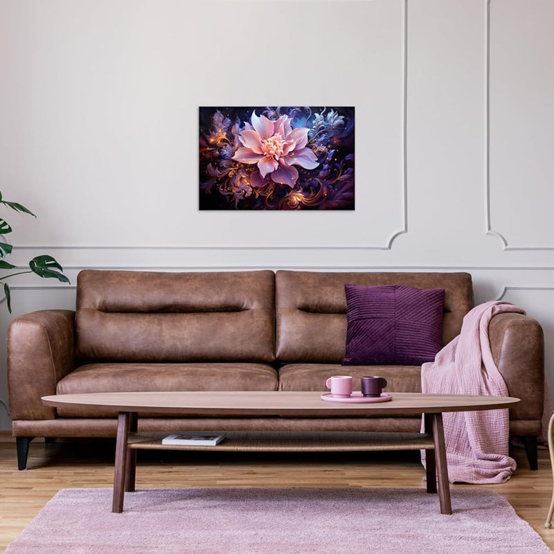 1 Panel Purple Flower Pictures Purple Paintings Abstract Flower Pictures Wall Decor Abstract Flowers Print on Canvas Plum Color Wall Art for Home Decor Stretched and Framed 12x18 inch