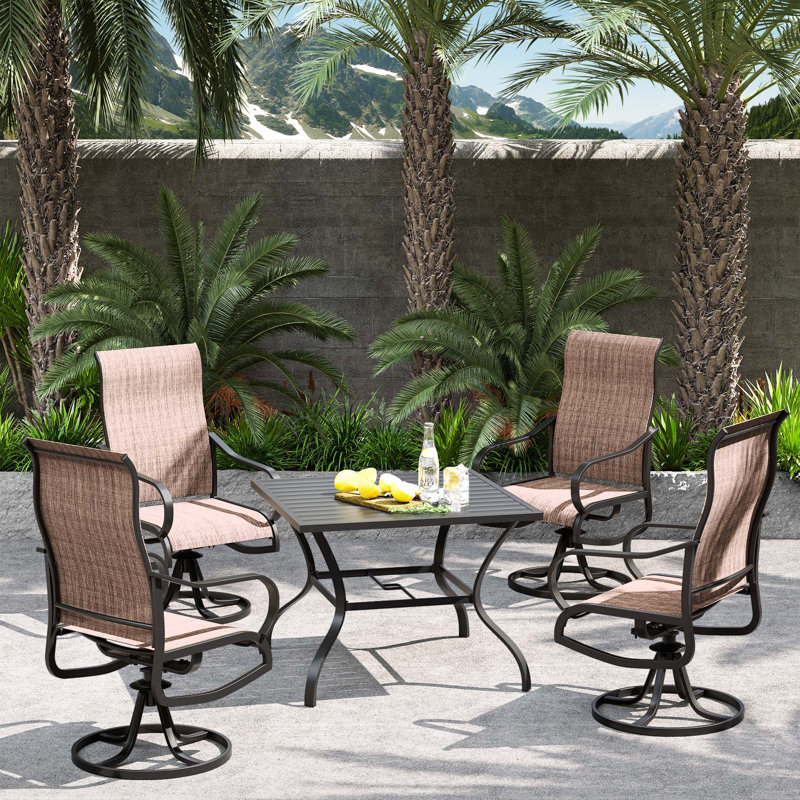 Ensemble repas pour 4 personnes Lindie, Brun, L 38 po x l 38 po x H 29 po