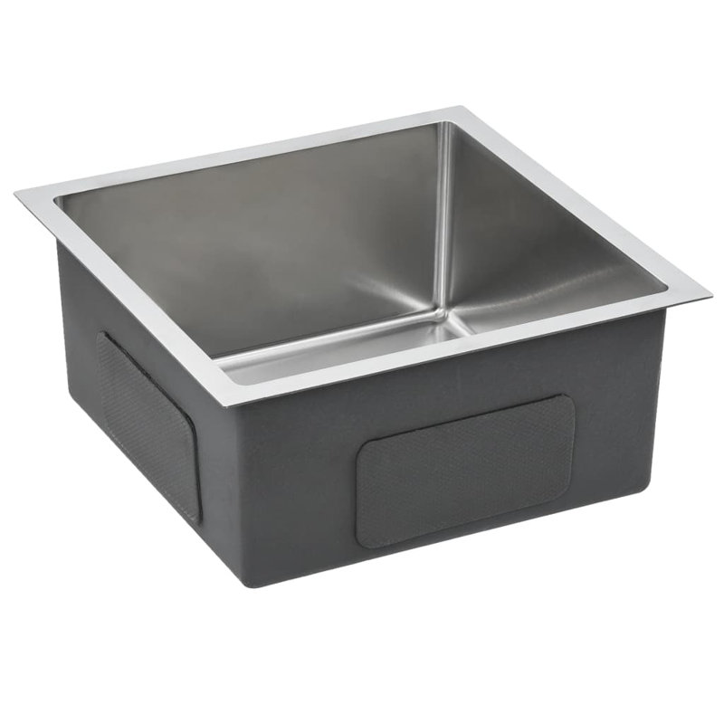 VidaXL Kitchen Sink Undermount Sink with Strainer Stainless Steel Sink Square, Silver