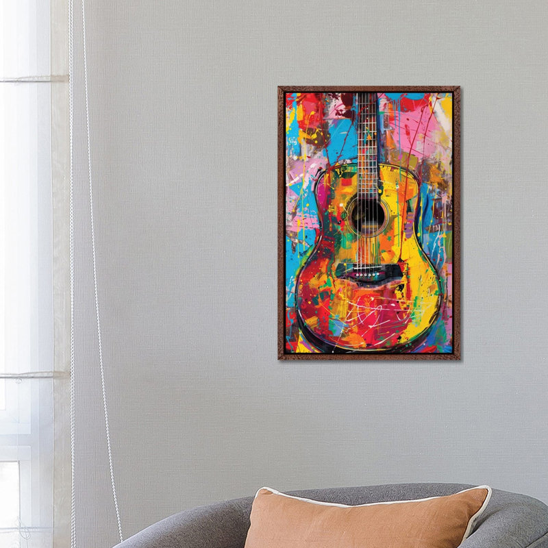 Acoustic Guitar "Harmonic Strings" by Rockchromatic - Gallery-Wrapped Canvas Giclée on Canvas, Black, 66.04 cm H x 45.72 cm W