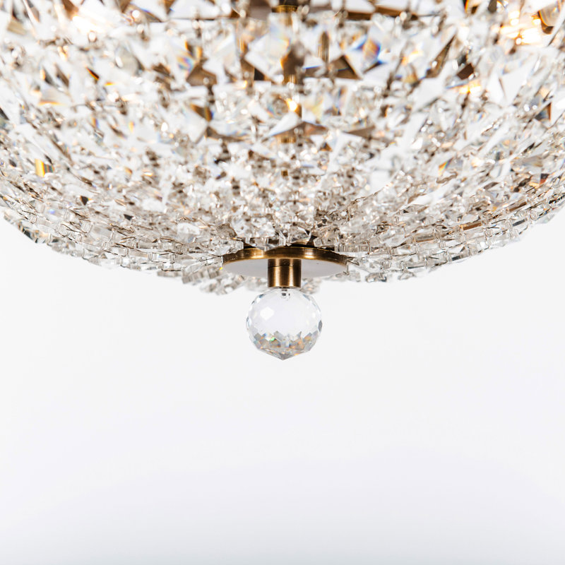 Plafonnier semi-encastré 3 lumières Crystal Baller Crystal, Bronze Antique