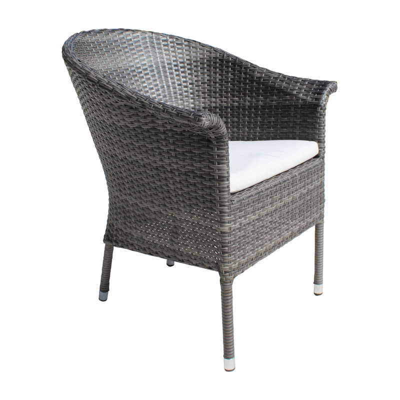 Chaise de patio avec coussin Neumark, Gris, Blanc