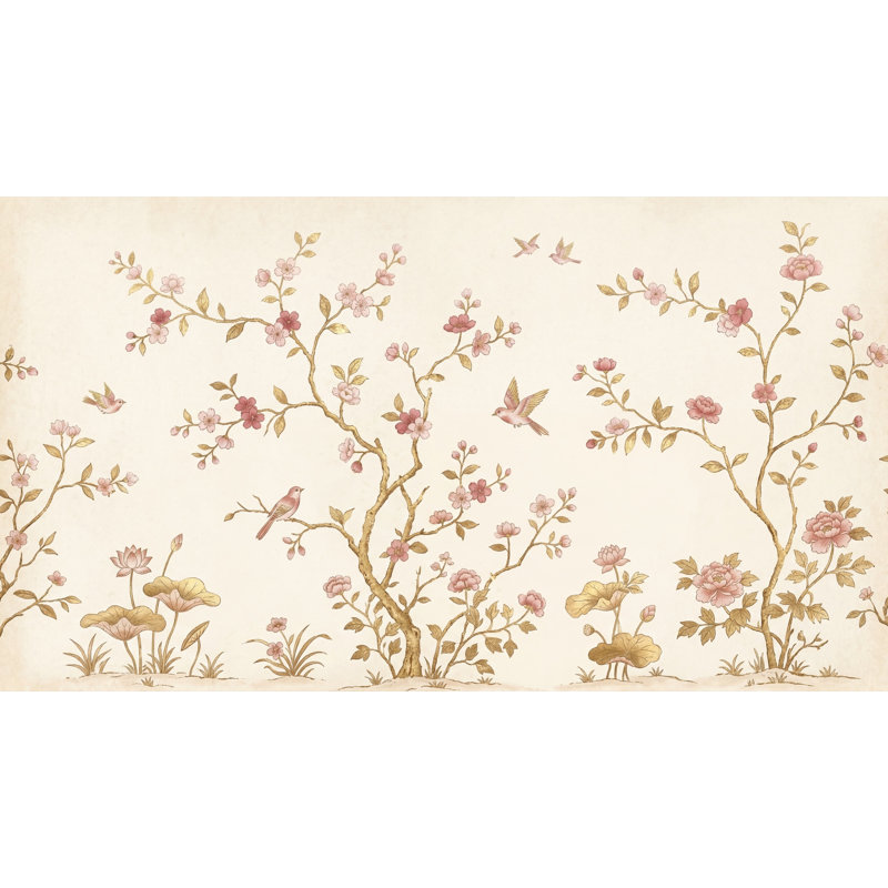 Adhésif mural cerisier en fleurs, 200 po x 120 po, Non tissé