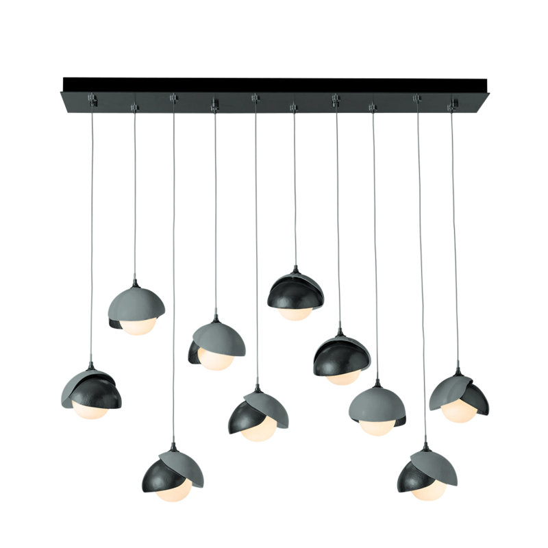 Brooklyn 10 - Light Double Shade Linear Pendant, Standard: 10" to 80", Ink, Clear Steel