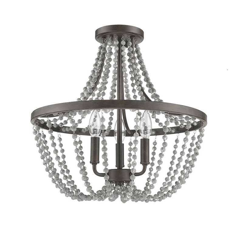 Plafonnier semi-encastré cylindrique de style lustre à 3 lumières de 18 po Binford
