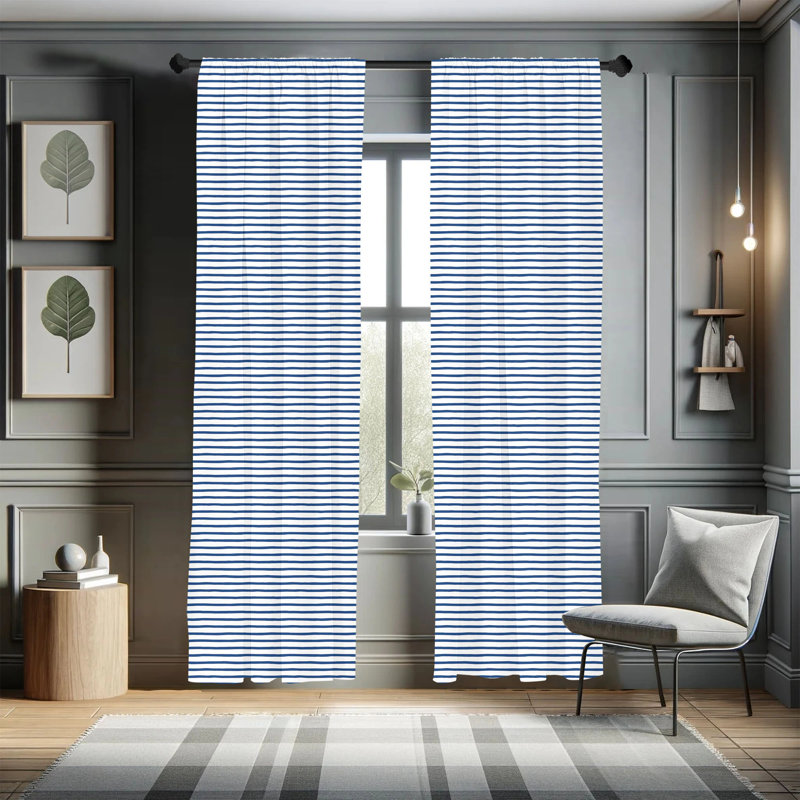 Harbour Striped Semi-Sheer Rod Pocket Curtain Panels, 28" x 95"