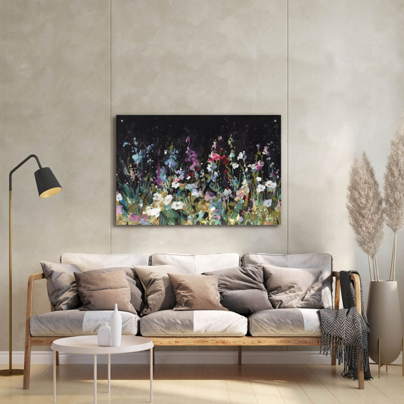  Art mural en verre acrylique «Dark Garden» par Danhui Nai, H 24 po x l 36 po