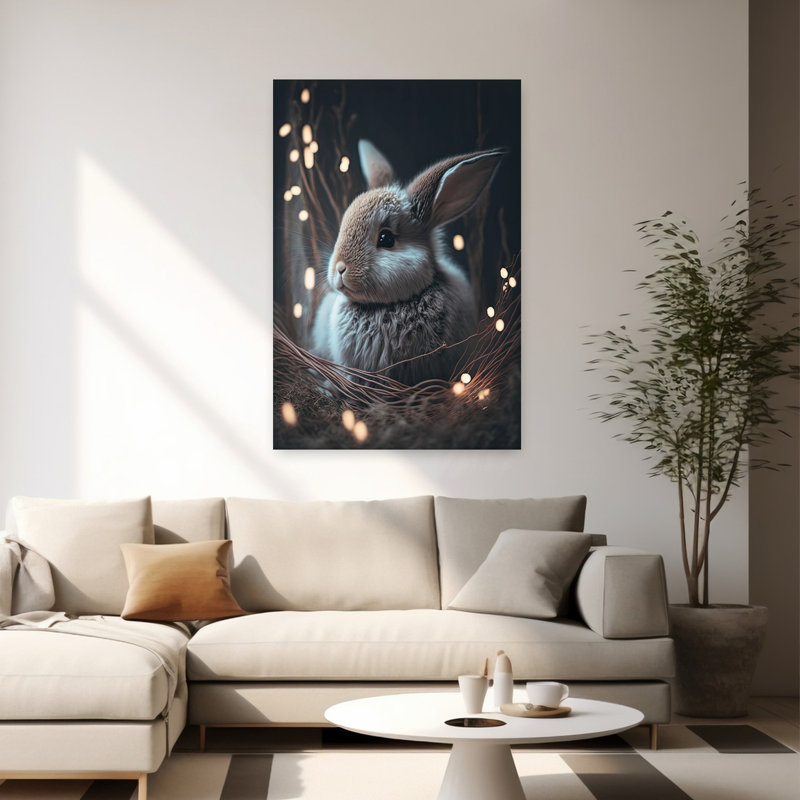 Affiche murale moderne Lapin enchanté Forêt de lapins, H 60 po x l 40 po