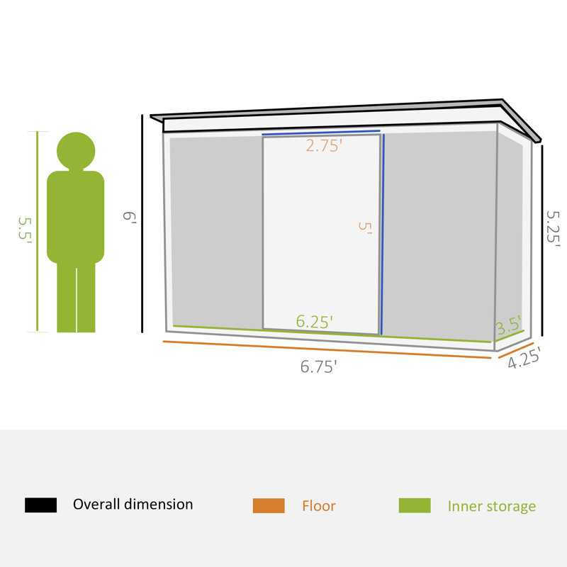 Outsunny 7' X 4'  Metal Patio Storage Shed Garden Lockable Shed Tool Utility Storage Unit, Green