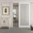 80" Hidden Style Track White Primed 1-Lite Frosted Glass Sliding Barn Door With Hardware Kit（No Assembly Required）-100895776