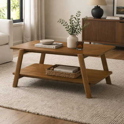 Mid-Century Modern Wood Shelf Coffee Table