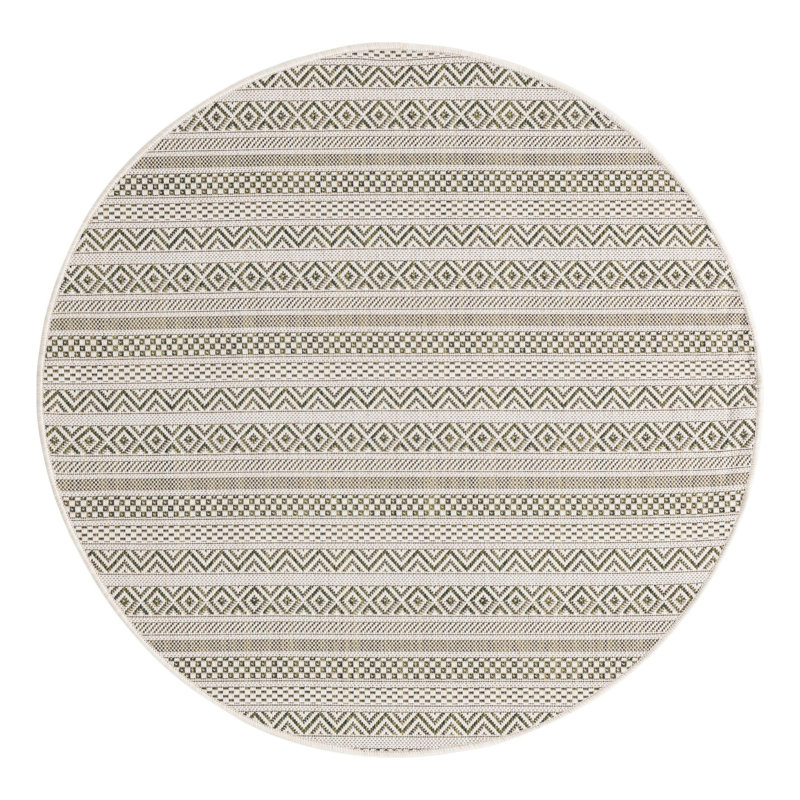 Striped Indoor / Outdoor Rug, Round 4'