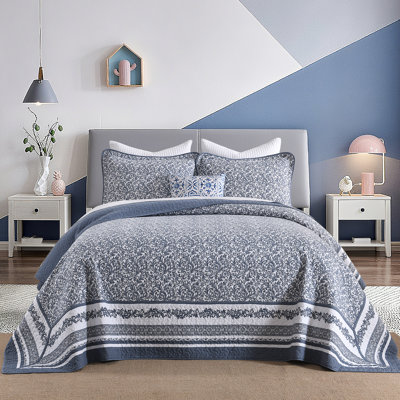 100% Cotton 120" x 120" 3-Piece Oversized Reversible Bedspread Set