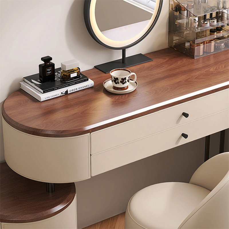 Coiffeuse de maquillage avec miroir lumineux, 5 tiroirs