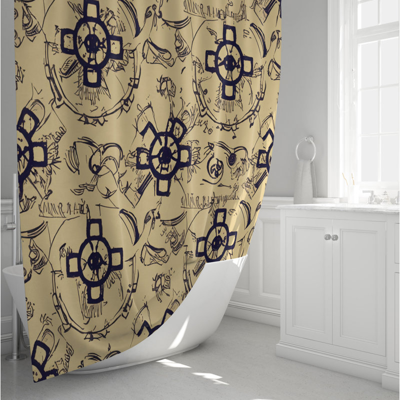 Rideau de douche abstrait Gwenlyn, H 72 po x l 70 po
