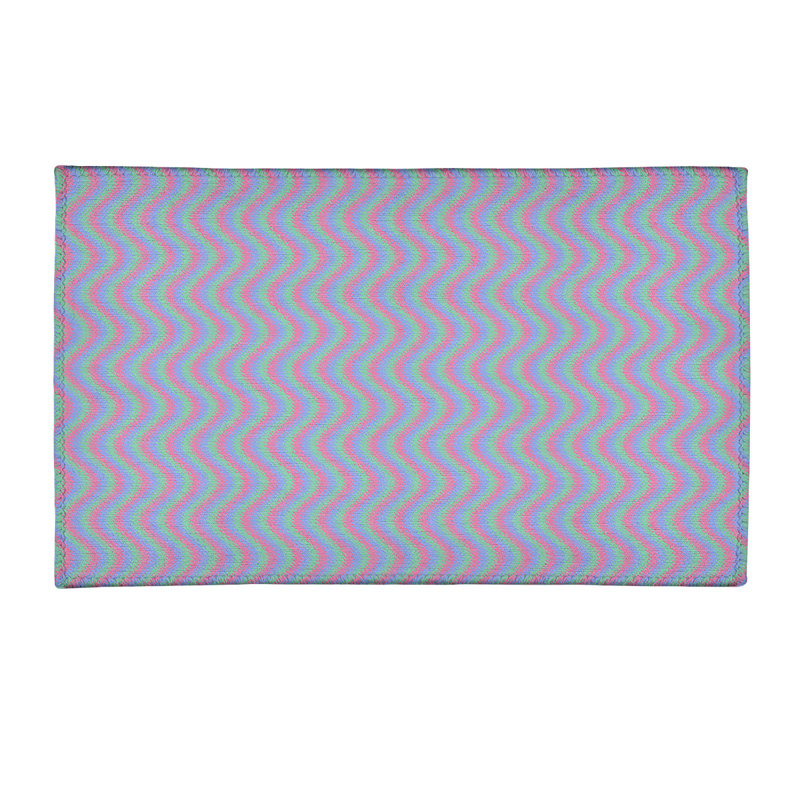 Tapis rayures ondulées bleues/mauve/rouge, Rectangle 3 pi x 5 pi