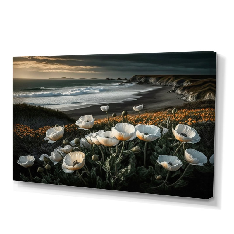 «White Flowers by the Coast II», reproduction sur toile, L 32 po x H 16 po, Toile tendue