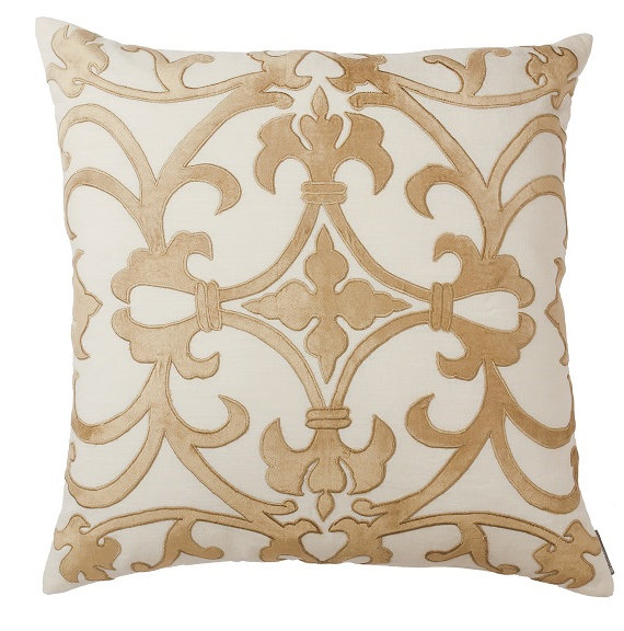Olivia Square Pillow Cover & Insert, 22" x 22" , Ivory/Champagne
